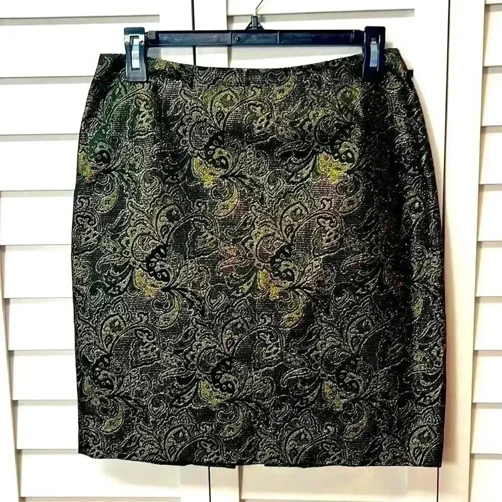 Georgiou Studio Pencil Skirt Size 8 Black & Gold